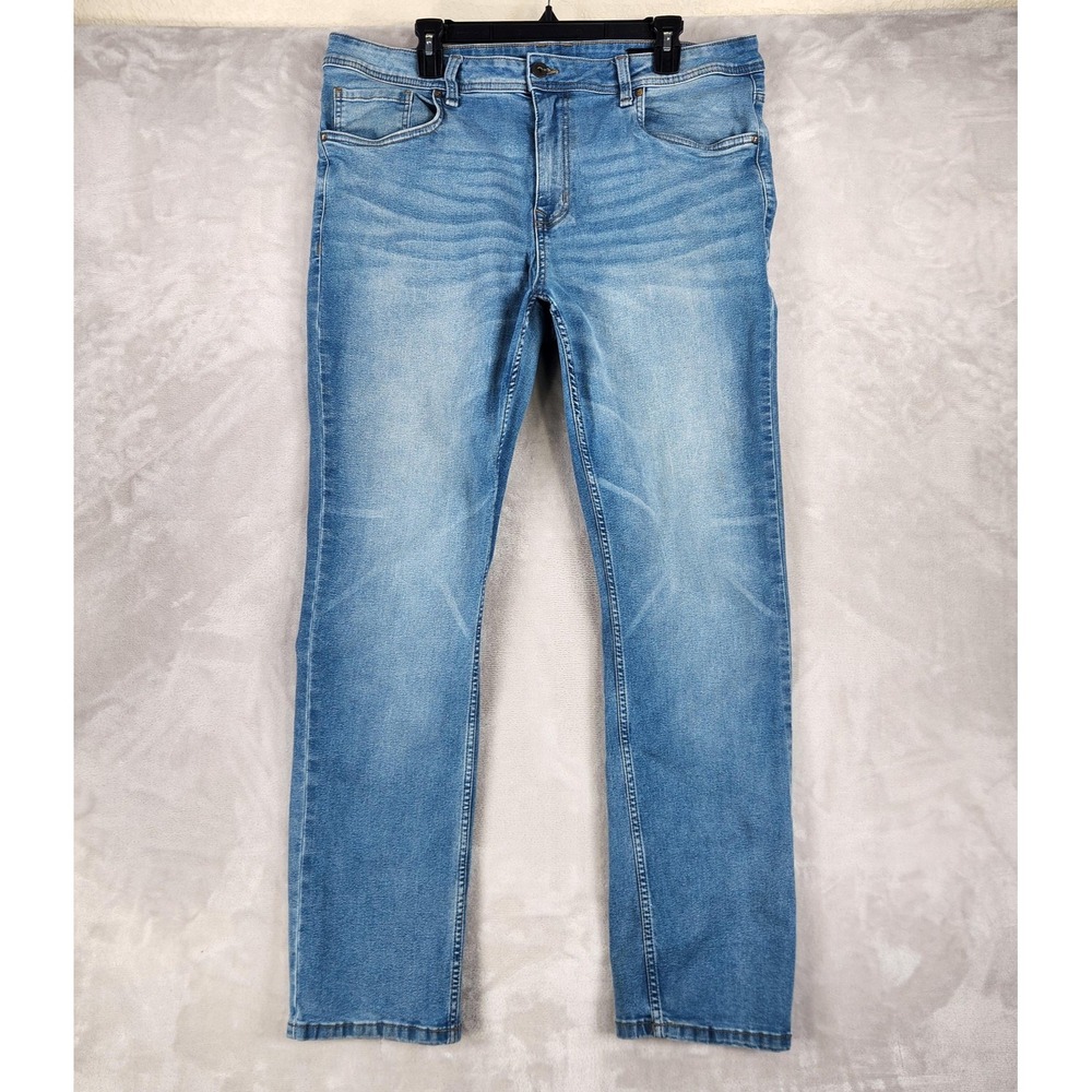 The Perfect Jean NYC Slim Thick Jeans Mens 38x32 Light Wash Blue Stretch Denim